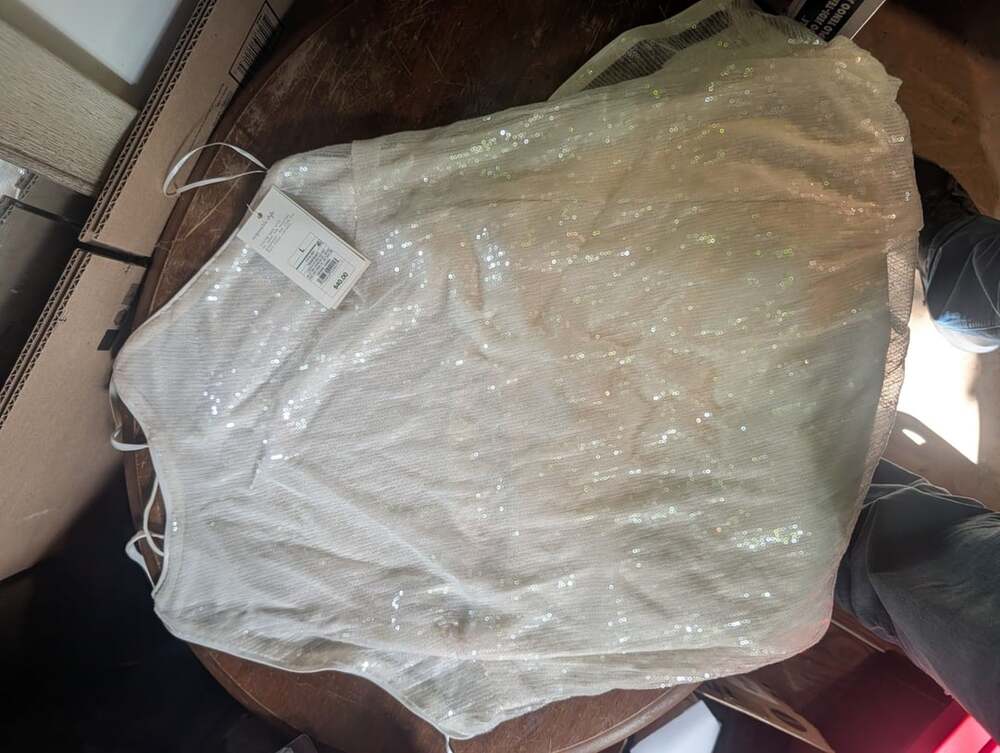 Target Sequin Camisole Size L Cream Mesh Party Top